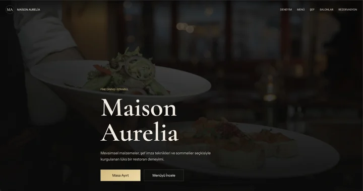 Restoran için örnek web sitesi tasarımı