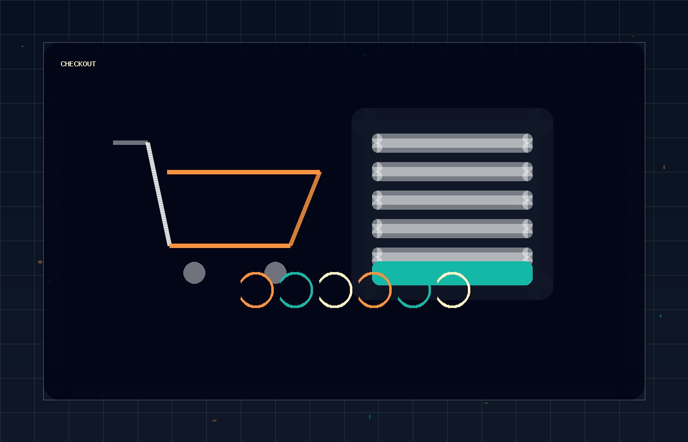 E-ticaret checkout akışı, ödeme ve API hızını gösteren panel görseli