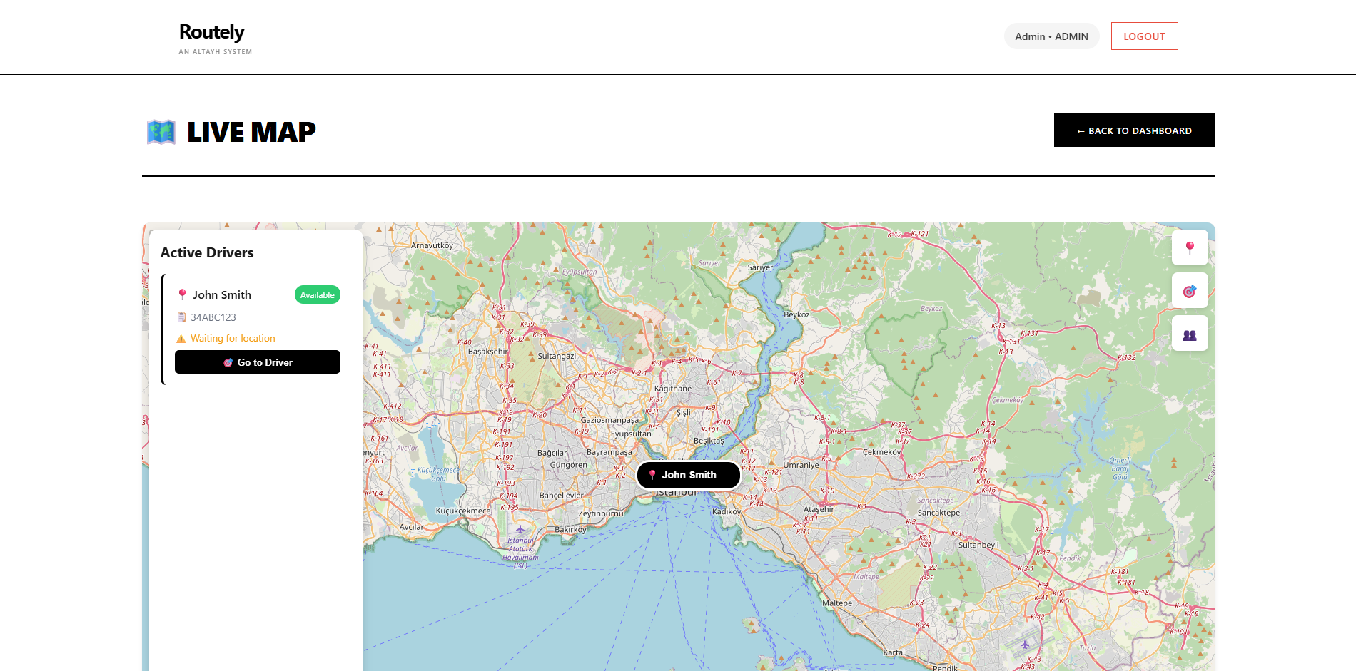 Routely canlı kurye haritası ekranı