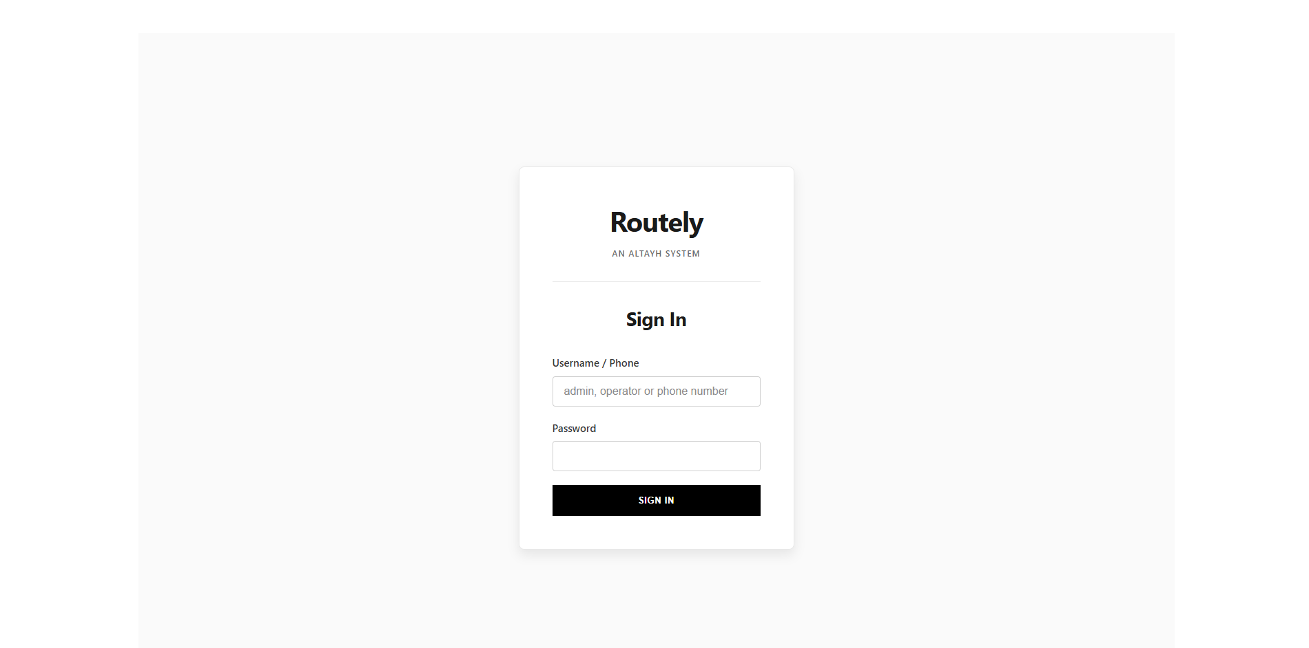 Routely yetkili panel giriş ekranı