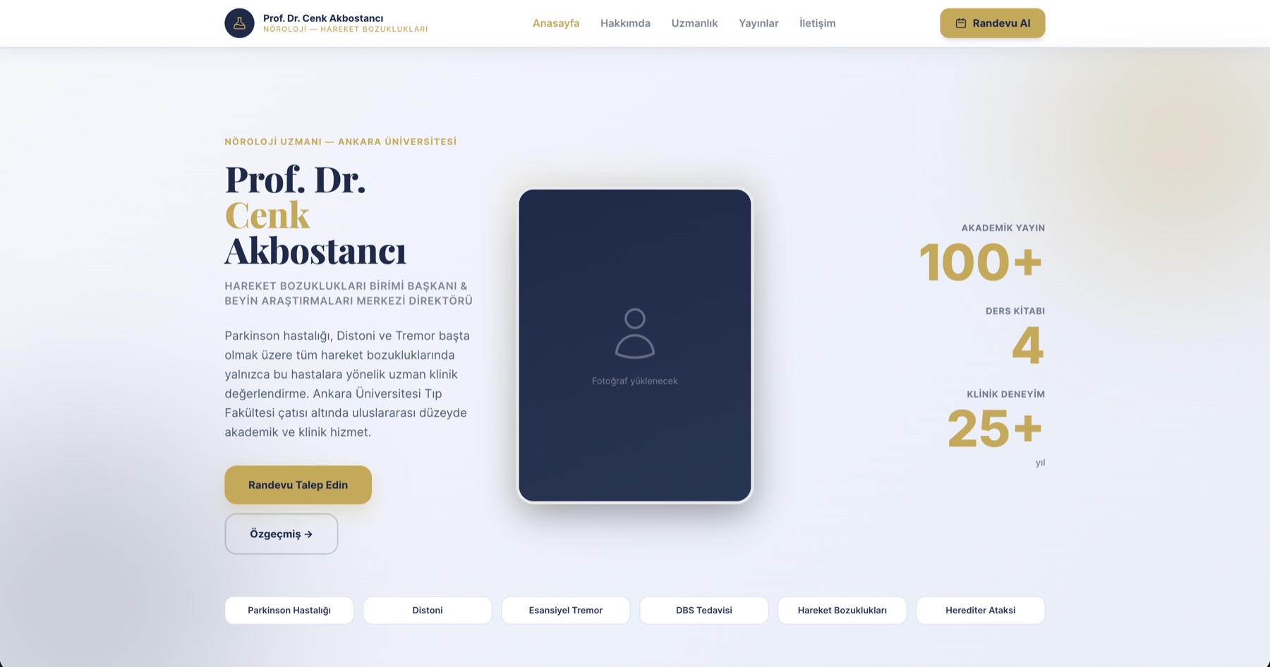 Prof. Dr. Cenk Akbostancı doktor web sitesi konsept tasarımı